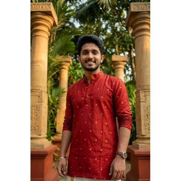 Red Zari Dot Kurta - image 3