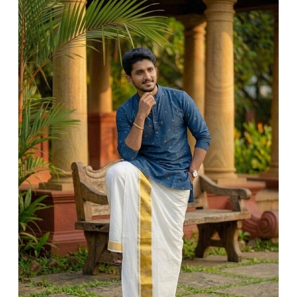 Blue Zari Dot Kurta thumbnail 2