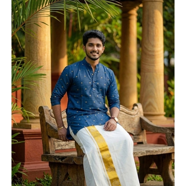 Blue Zari Dot Kurta thumbnail 1