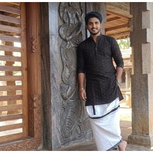 Black Dobby Short Kurta For Men