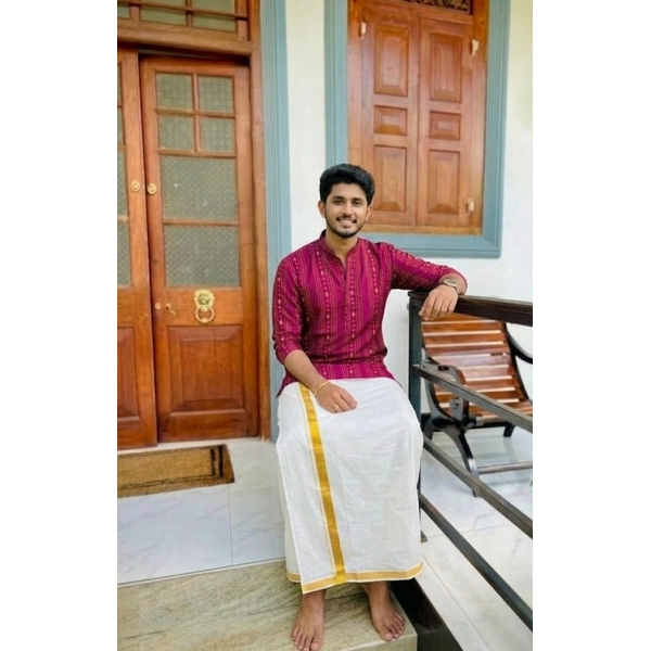 Ethnic Purple Kurta with Subtle Woven Stripes - image 3