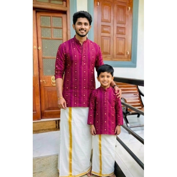 Ethnic Purple Kurta with Subtle Woven Stripes