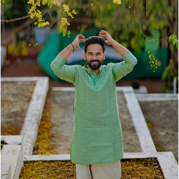 Green Textured Kurta For Men - image 3