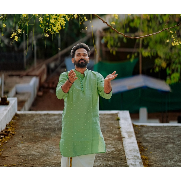 Green Textured Kurta For Men - image 2
