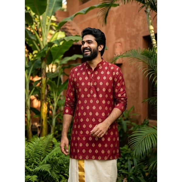 Cotton Khari Printed Festive Kurta For Men