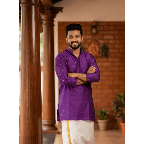 Purple Zari Dot Kurta