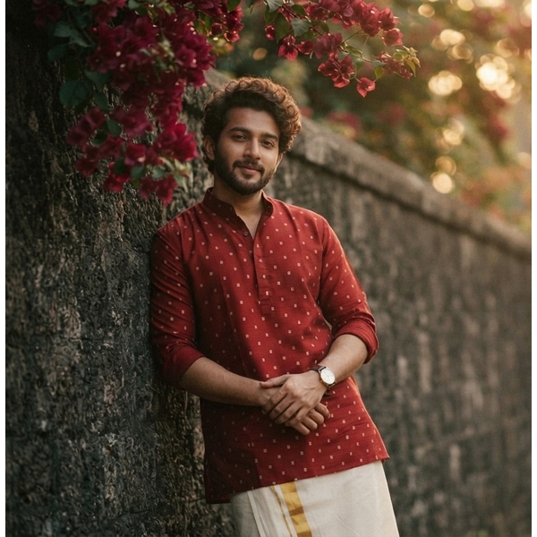 Heritage Maroon Cotton Kurta