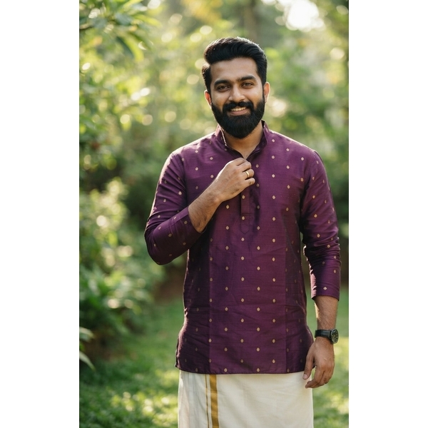 Purple Zari Dot Kurta
