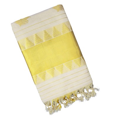 Temple Border Handloom Kasavu Saree With Woven Buttas
