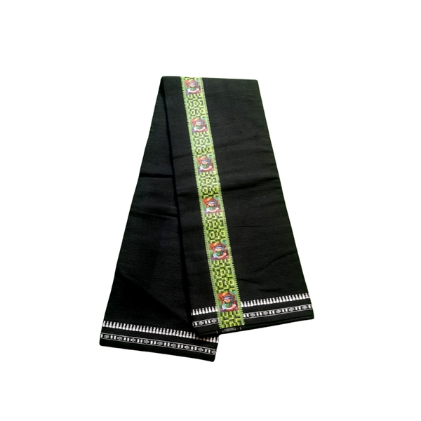 Black Single Mundu With Printed Border thumbnail 2