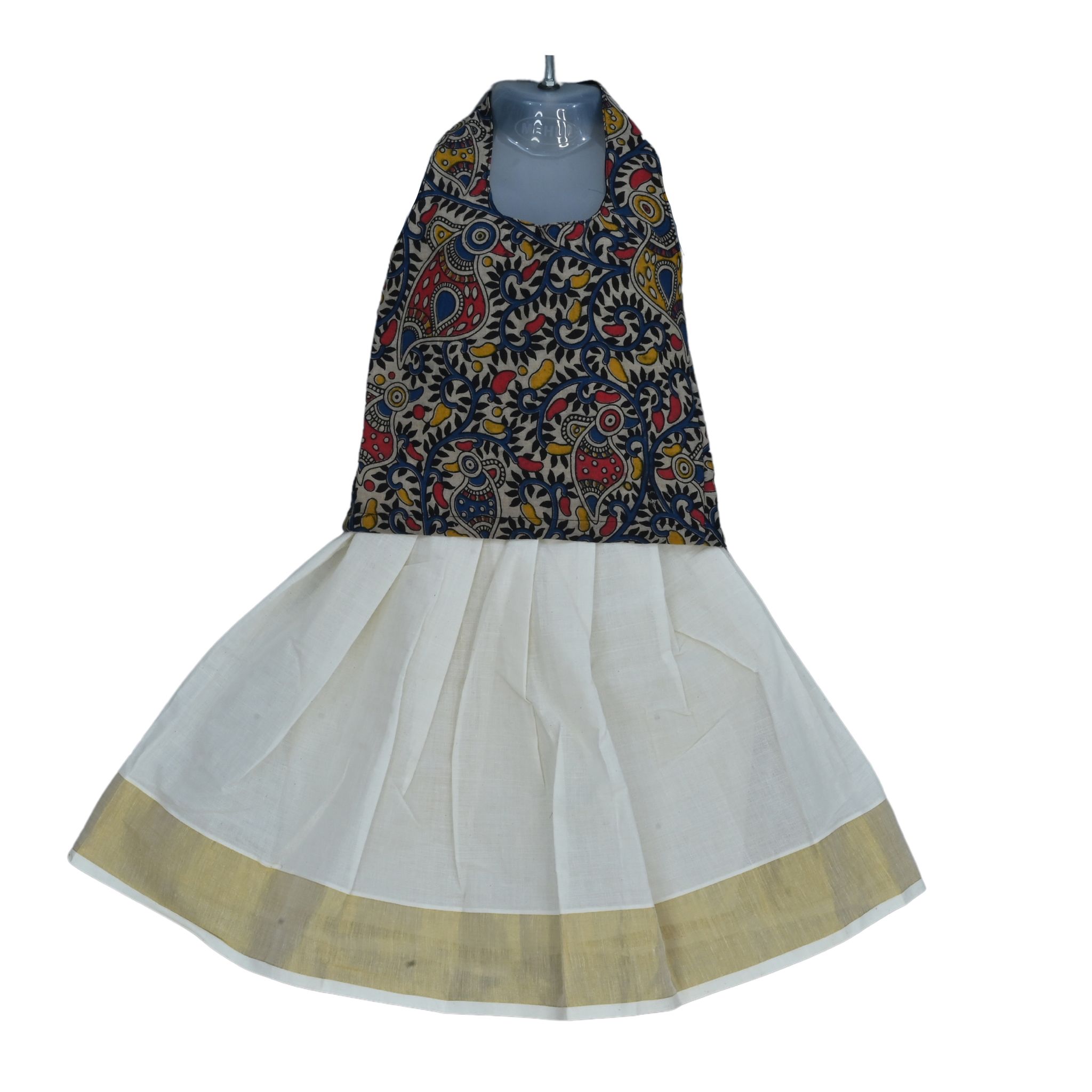 Cotton Kasavu Dress for Baby Girls