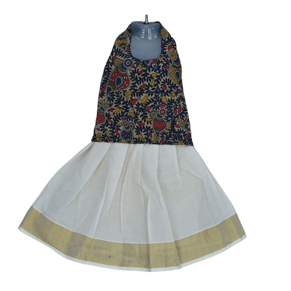 Cotton Kasavu Dress for Baby Girls thumbnail 2