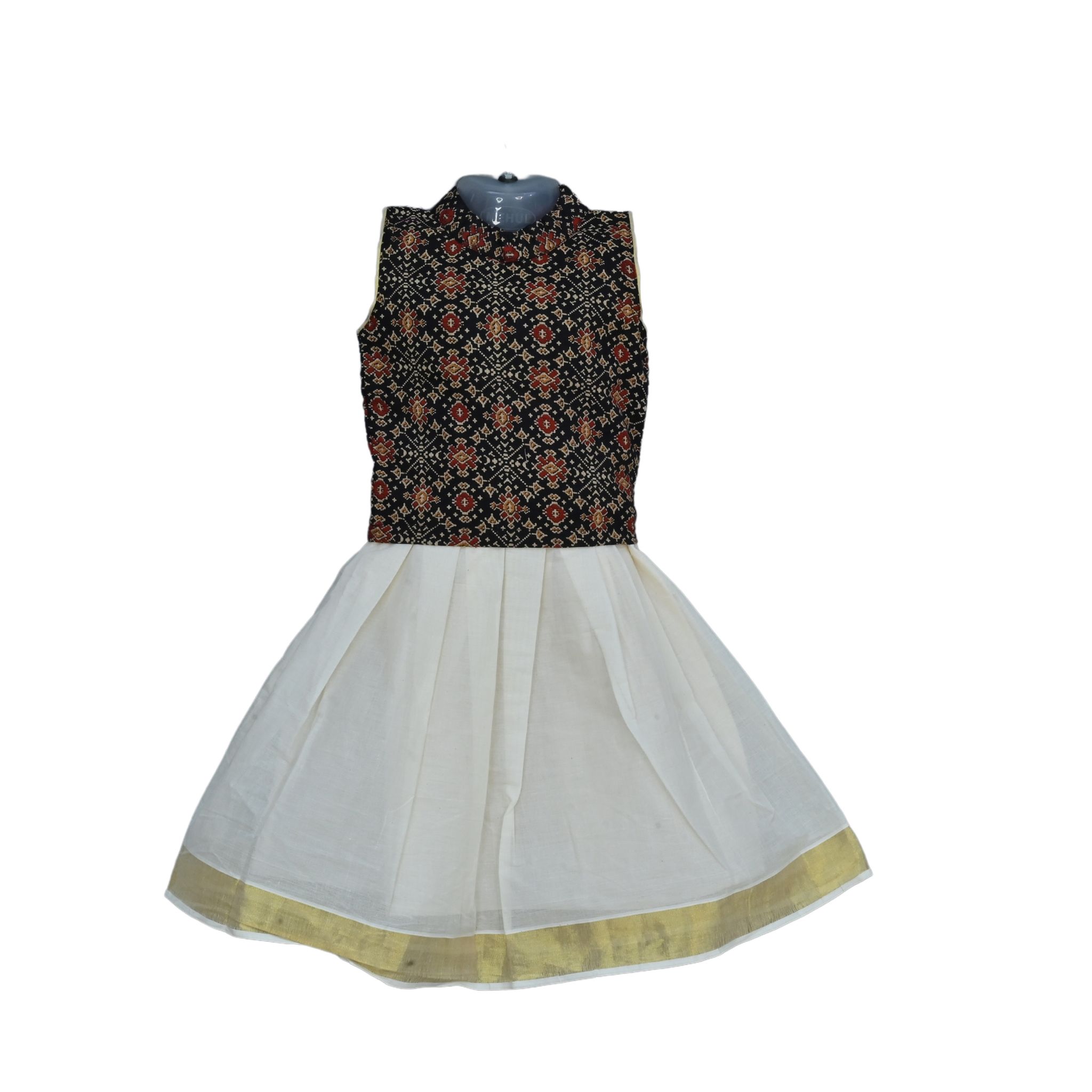 Special Halter Neck Cotton Kasavu Dress