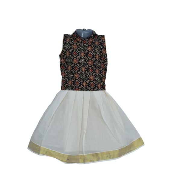 Special Halter Neck Cotton Kasavu Dress - image 1