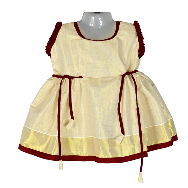 Infant Girl Kasavu Ethnic Dress thumbnail 1