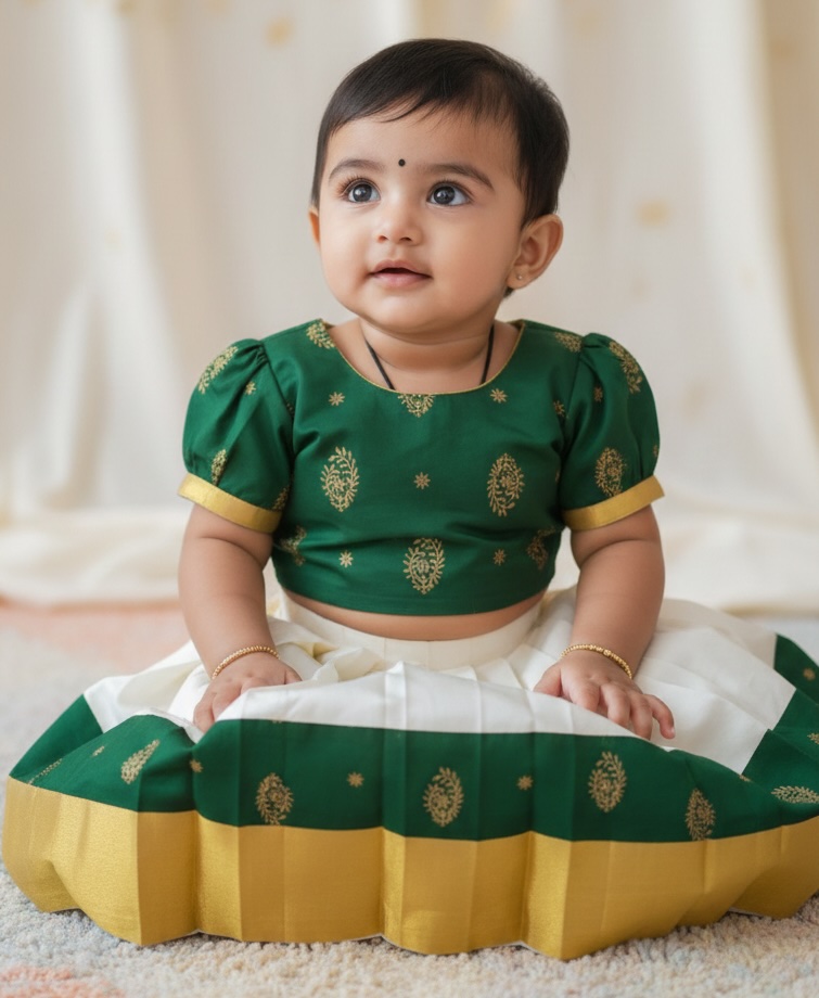 Infant Kasavu Pattu Pavada Set