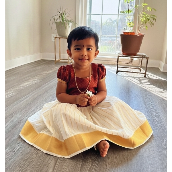Infant Kasavu Pattu Pavada Set