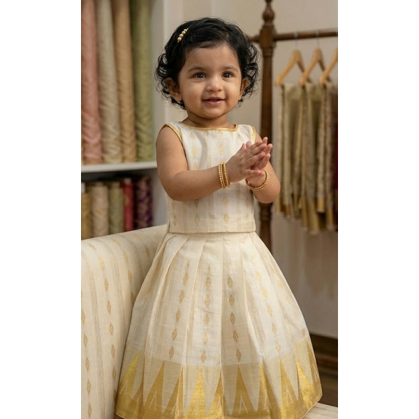 Infant Kasavu Pattu Pavada Set Vishu Collections