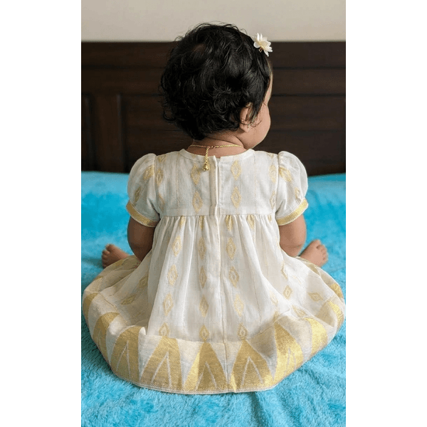 Naming Ceremony Baby Kasavu Dress with Name Customization thumbnail 3