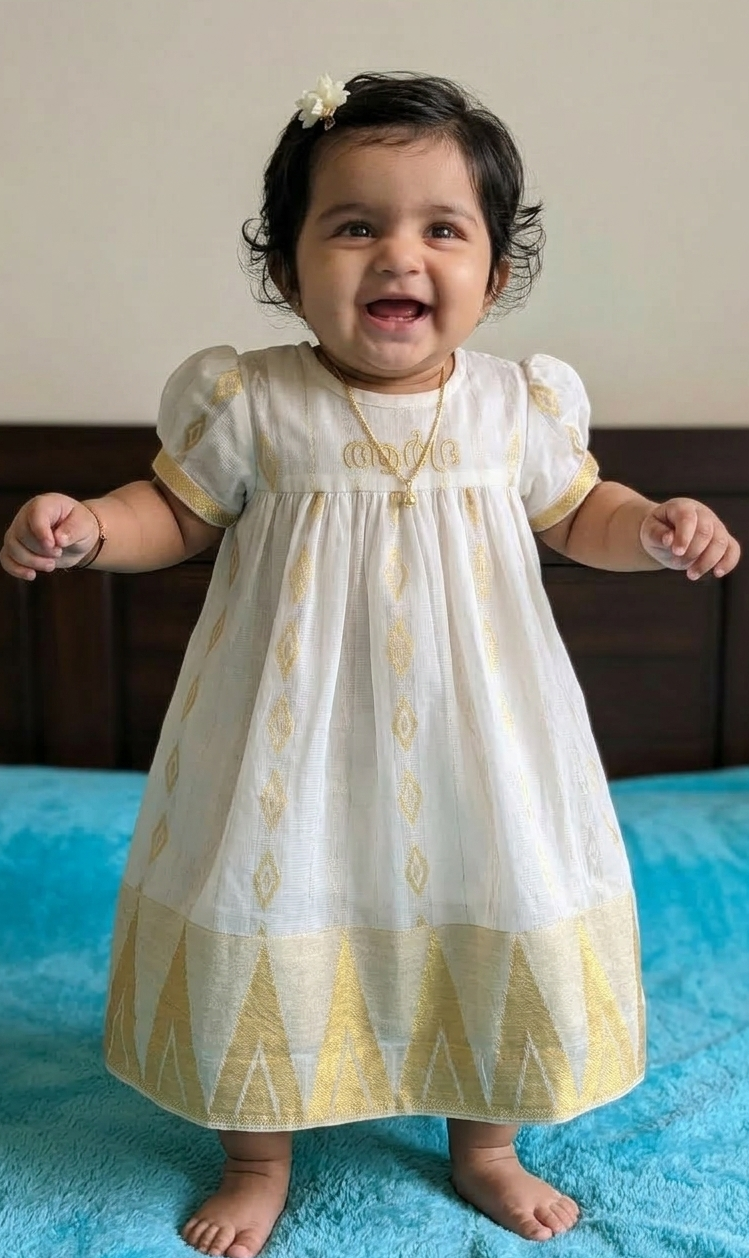 Naming Ceremony Baby Kasavu Dress
