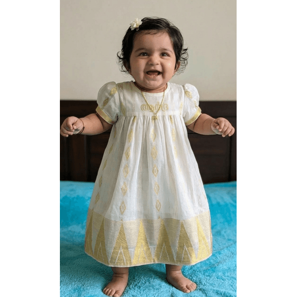 Naming Ceremony Baby Kasavu Dress with Name Customization thumbnail 2