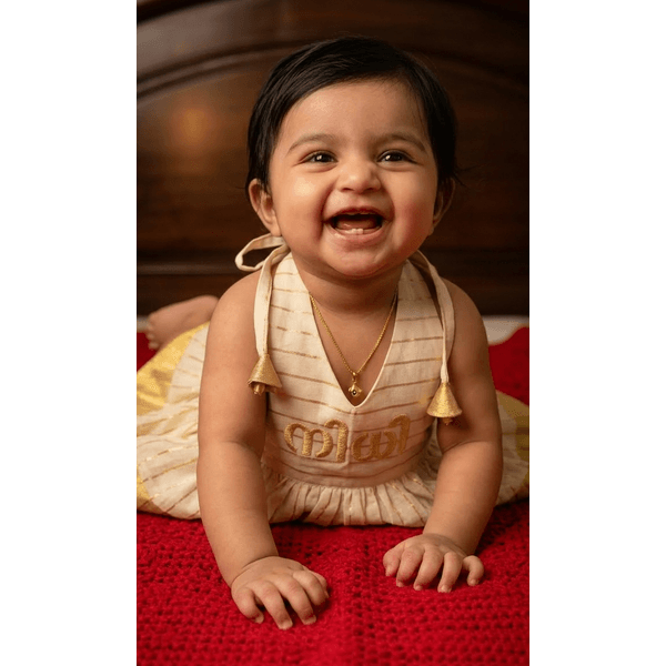 Naming Ceremony Baby Kasavu Dress with Name Customization - image 2