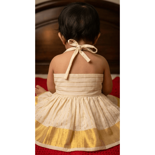 Naming Ceremony Baby Kasavu Dress with Name Customization thumbnail 3