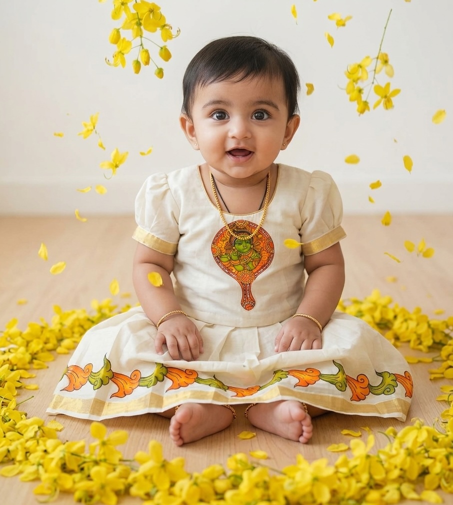 Avani Palaka Krishna Mural Kasavu Skirt