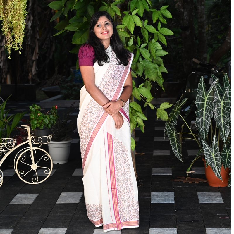 Kerala Kasavu Set Mundu With Unique Prints