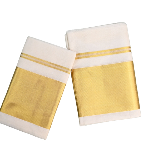 Premium Handloom Cotton Kasavu Set Mundu - image 1