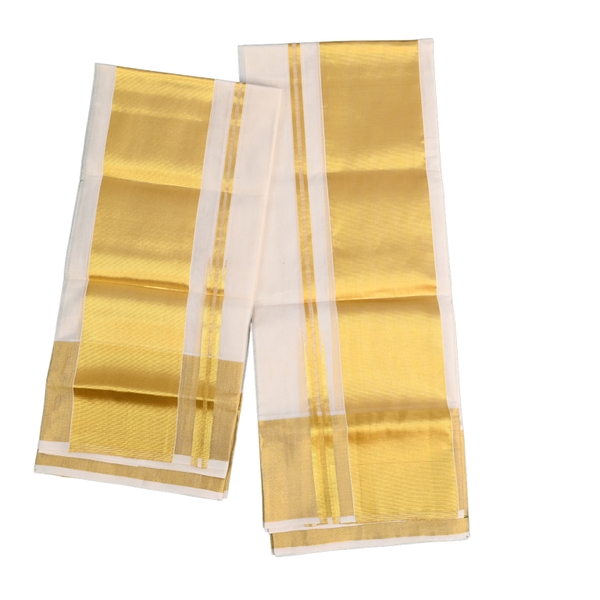 Premium Handloom Cotton Kasavu Set Mundu thumbnail 2