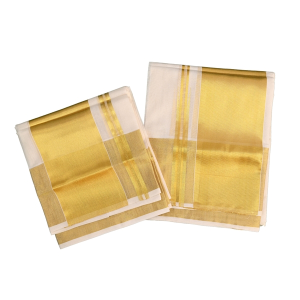 Premium Handloom Cotton Kasavu Set Mundu - image 3