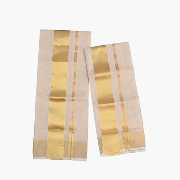 Premium Handloom Tissue Kasavu Set Mundu thumbnail 2