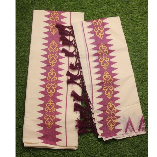 Onam special Kerala Printed Mundum Neriyathum - image 2