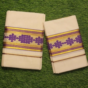 Cotton Set Mundu With Jacquard Woven Border