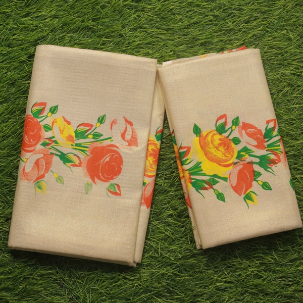 Onam Special Digital Print Tissue Set Mundu  thumbnail 1