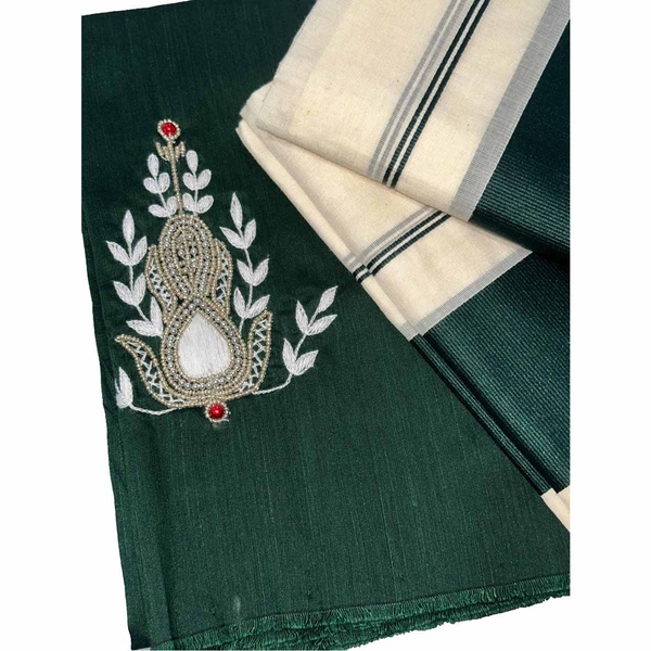 Kattikara Set Mundu With Embroidery Blouse thumbnail 3