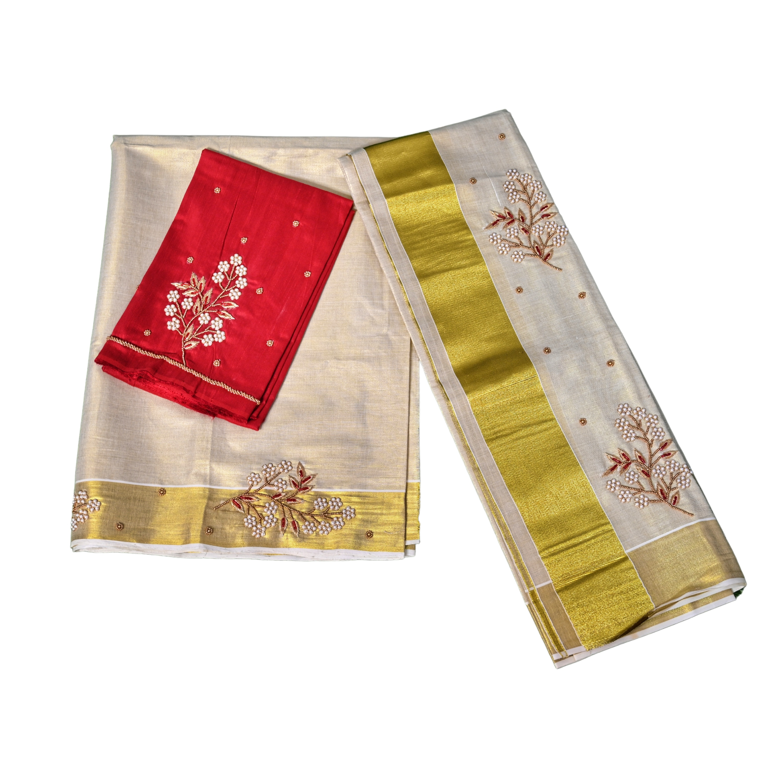 Muhurtham Set Mundu With Traditional Embroidery