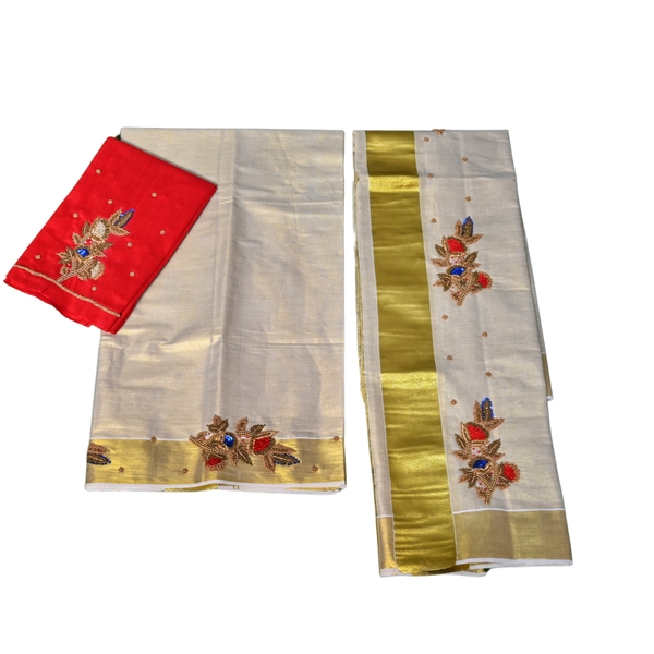 Muhurtham Set Mundu With Aari Embroidery - image 2