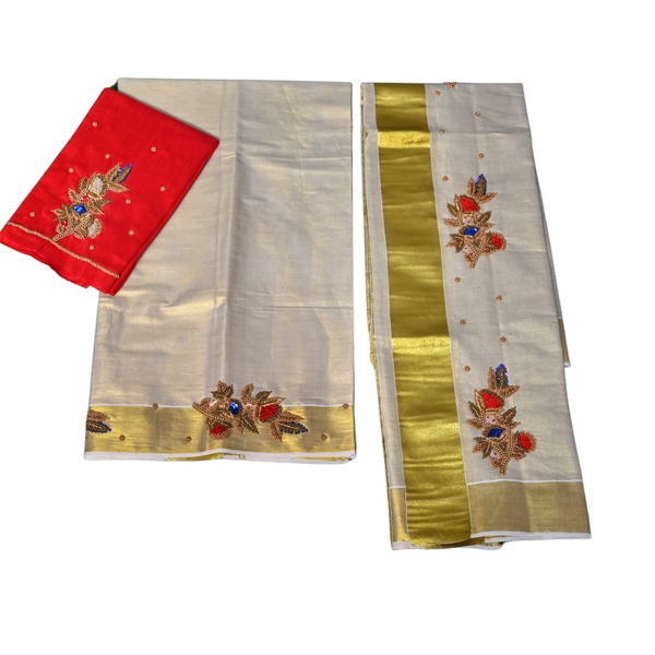 Muhurtham Set Mundu With Aari Embroidery - image 4