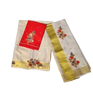Muhurtham Set Mundu With Aari Embroidery