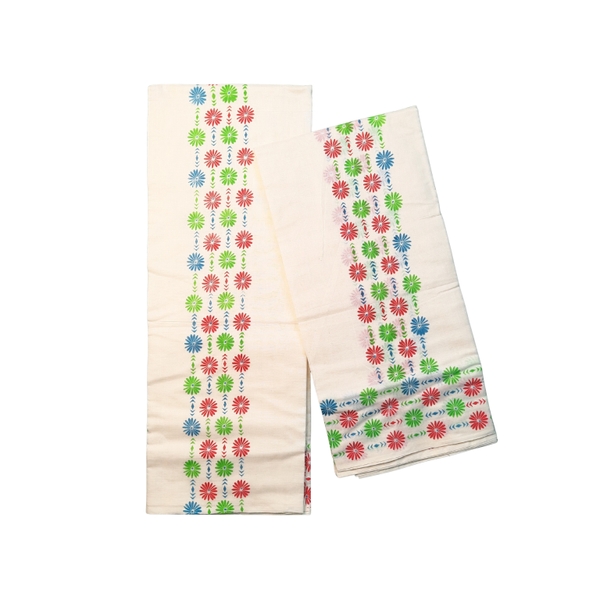 Cotton Set Mundu With Block Prints Border - image 2
