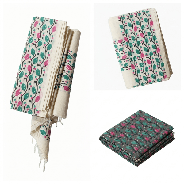 Floral Border Set Mundu And Matching Blouse - image 1