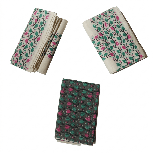 Floral Border Set Mundu And Matching Blouse - image 2