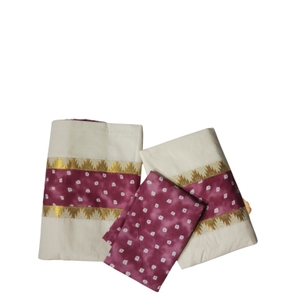 Cotton Set Mundu with Floral Motifs