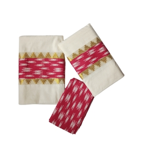Kerala cotton set mundu with Floral Motifs