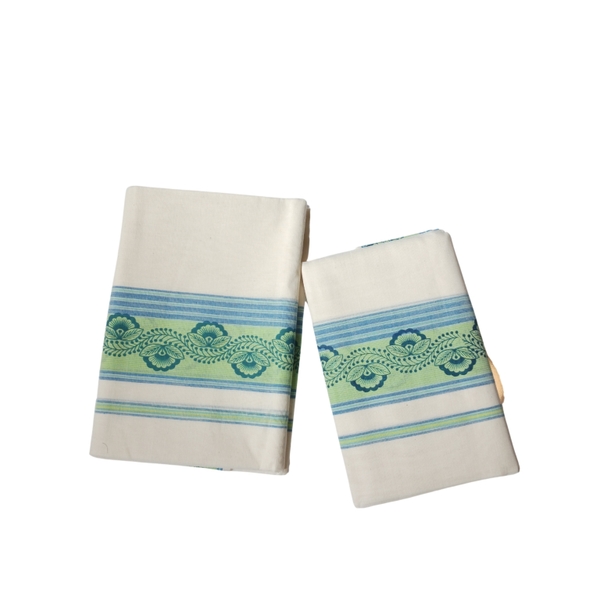 Cotton Set Mundu With Woven Border - image 1