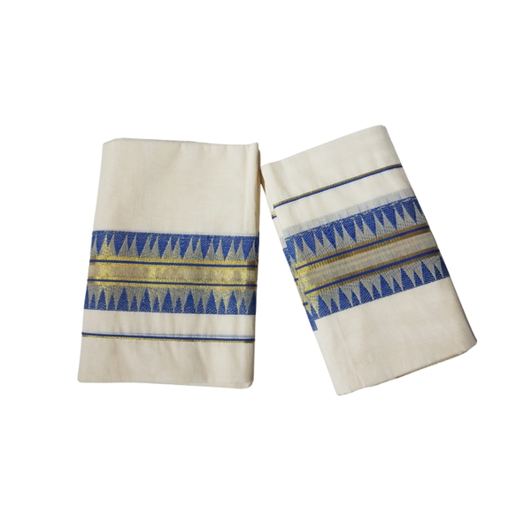Cotton Set Mundu With Jacquard Woven Border thumbnail 1