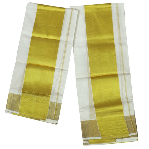 Cotton Setmundu With Four Inch Kasavu Border - image 2