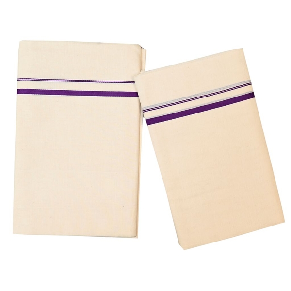 Violet Puliyilakkara Cotton Set Mundu thumbnail 1